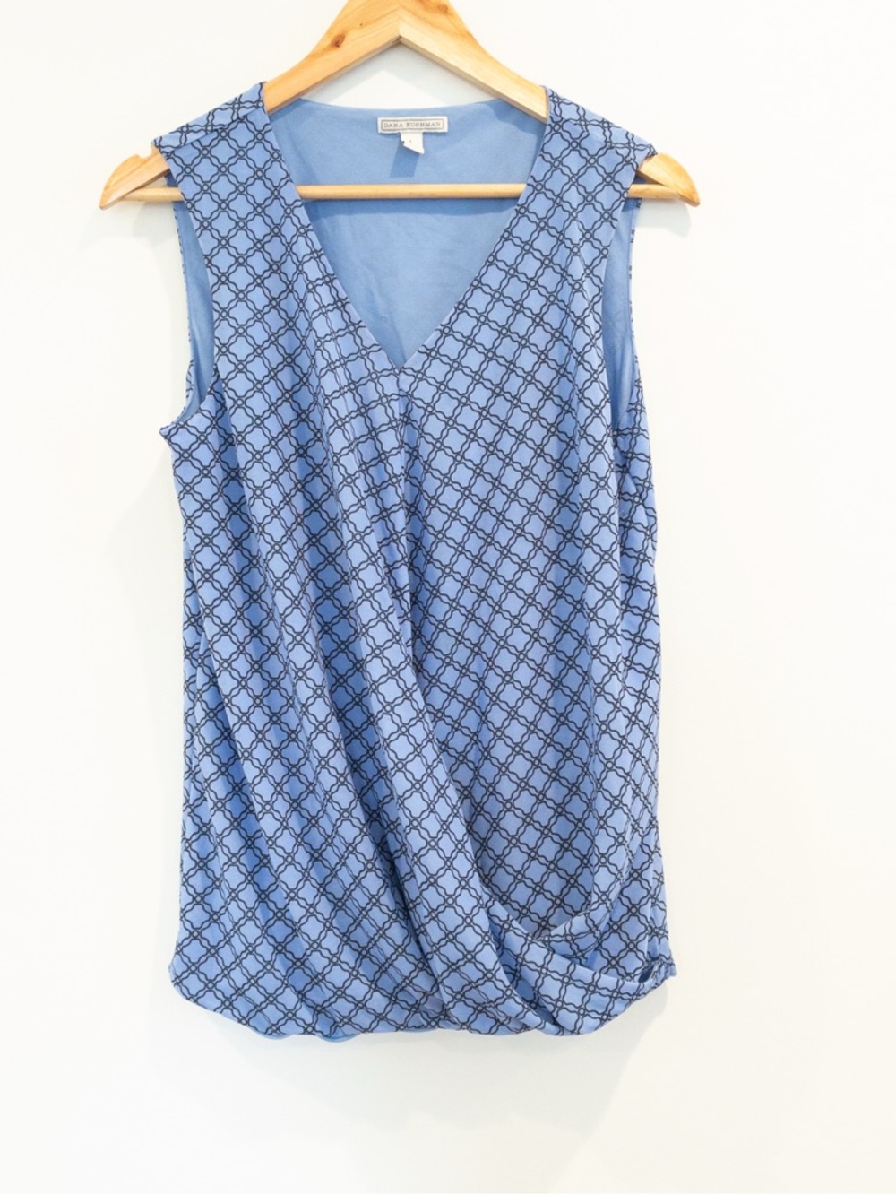 Dana Buchman Blue Sleeveless Wrap-Style Blouse